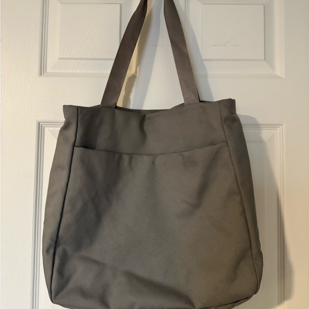 Embroidered Cherry Blossom Haiku Gray Tote Bag - Picture 2 of 7